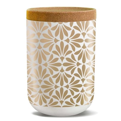 POJEMNIK Z KORKOWĄ POKRYWKĄ ZŁOTE WZORY 1000 ml - CHIC-MIC