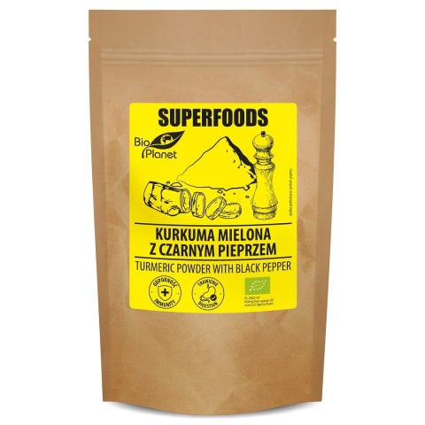 KURKUMA MIELONA Z CZARNYM PIEPRZEM BIO 200 g - BIO PLANET SUPERFOODS