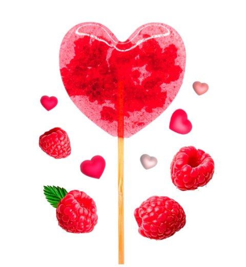 Lizak w kształcie serca o smaku malinowym bez dodatku cukru, 23g