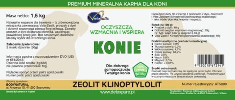 Zeolit Detox Pure dla koni 1,5 kg
