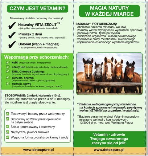 Zeolit Detox Pure dla koni 1,5 kg