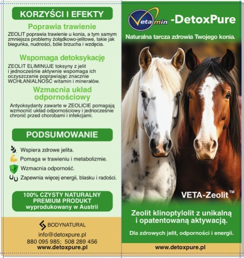Zeolit Detox Pure dla koni 1,5 kg
