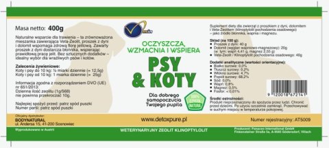 Zeolit Detox Pure dla psów i kotów 400 g