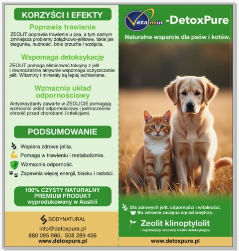 Zeolit Detox Pure dla psów i kotów 400 g